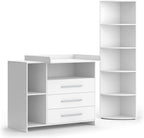 Vicco Oskar Kinderzimmer Set mit Wickelkommode & Spielzeugregal – Umbaubare Babyzimmer Möbel Weiß