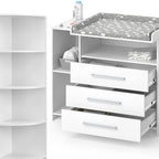 Vicco Oskar Kinderzimmer Set mit Wickelkommode & Spielzeugregal – Umbaubare Babyzimmer Möbel Weiß