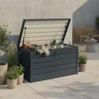 STEELSØN Gartenbox Dorado Metall Anthrazit wasserdicht abschließbar Auflagenbox mit Deckel Outdoor Aufbewahrungsbox