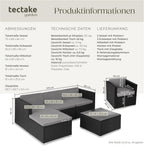 tectake Poly Rattan Lounge Gartenmöbel Set mit Sofa, Sesseln & Tisch – Wetterfeste Outdoor Sitzgruppe