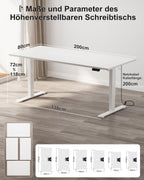 Homall Elektrischer Schreibtisch höhenverstellbar mit USB & Kabelmanagement – Standing Desk mit Memory-Funktion Weiß