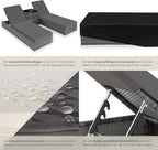 tectake 2er Gartenliege Set mit Tisch - Aluminium & Polyrattan Sonnenliegen, 5-fach Verstellbar, Schutzhülle inklusive