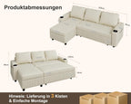 Devoko Ecksofa mit Schlaffunktion L-Form Schlafsofa mit Bettkasten Velours 3-Sitzer