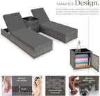 tectake 2er Gartenliege Set mit Tisch - Aluminium & Polyrattan Sonnenliegen, 5-fach Verstellbar, Schutzhülle inklusive