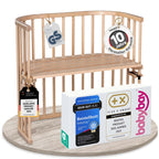 babybay Original Beistellbett aus massivem Buchenholz mit Matratze – Höhenverstellbares mitwachsendes Babybett