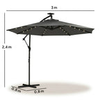 Ampelschirm 3×3 m mit Integrierter LED-Beleuchtung – 360° Verstellbar für Terrasse & Garten