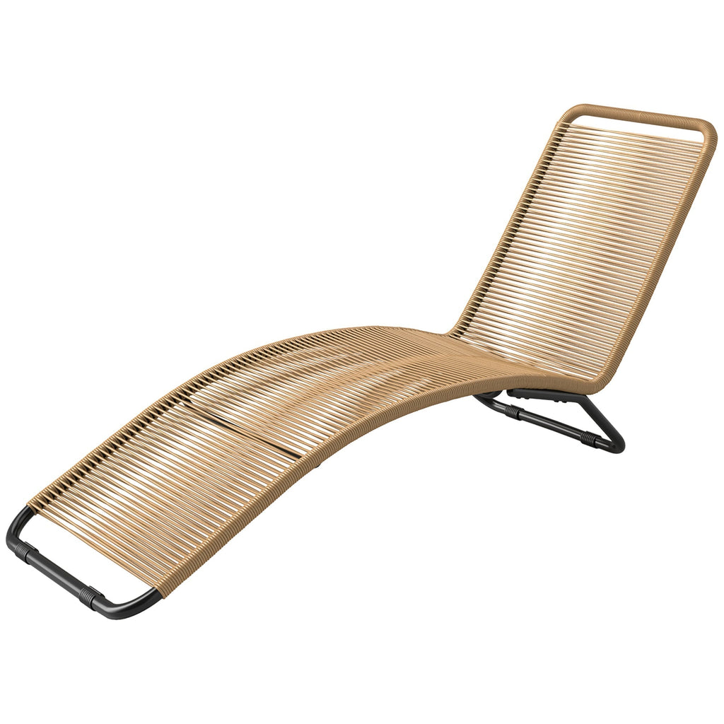 Ergonomische Sonnenliege aus naturfarbenem Polyrattan – Stilvolles S-förmiges Design