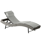 Stilvolle ergonomische S-förmige Sonnenliege aus Polyrattan – Verstellbare Rückenlehne – Grau