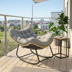 Großer Schaukelnder Lounge-Sessel aus Polyrattan – Dickes Kissen – für Innen und Außen
