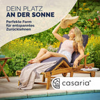 Casaria Sonnenliege 2er Set aus Akazienholz, Braun, klappbar mit Rädern & Tisch, 195x59x30 cm