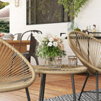 Stilvolle Acapulco Sitzgruppe für Balkon und Terrasse – 2 Sessel und Tisch – Naturfarbenes Rattan