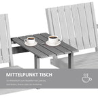 Gartenbank aus Massivholz mit integriertem Tisch – 2-Sitzer – 152 cm – Grau