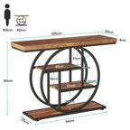 Einzigartiger Konsolentisch mit 4 Ablagen im Industriestil - 105 cm - Braun